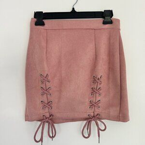 Pink Suede Mini Skirt